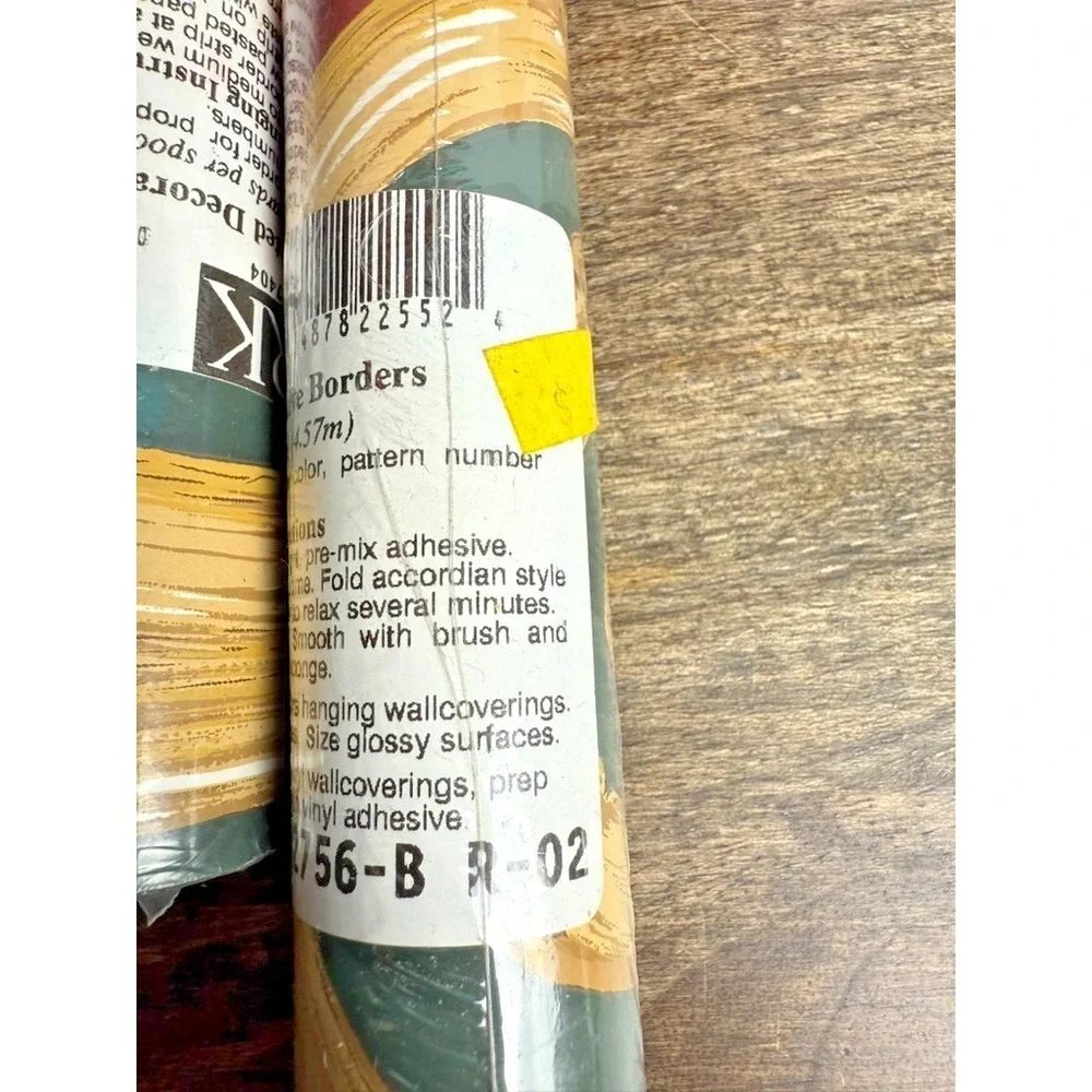 Vintage York Wallpaper Border Southwestern Brushstroke Burgundy Green NOS - 3